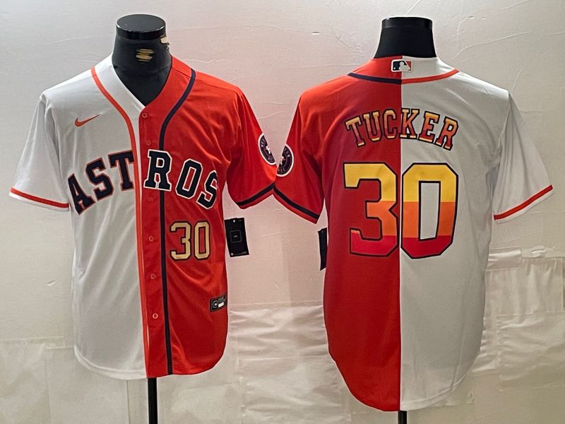 Men Houston Astros #30 Tucker White orange Nike 2024 MLB Jersey style 2->->
